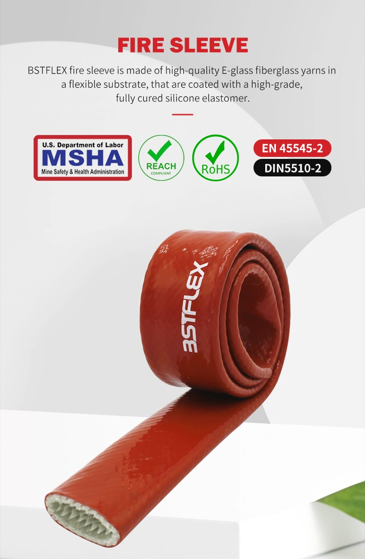 Flame Shield Protection Hose Cover Fire Guard Red Silicone-Fiberglass Firesleeve Glass Textile Silicon Coated Insulation Tube